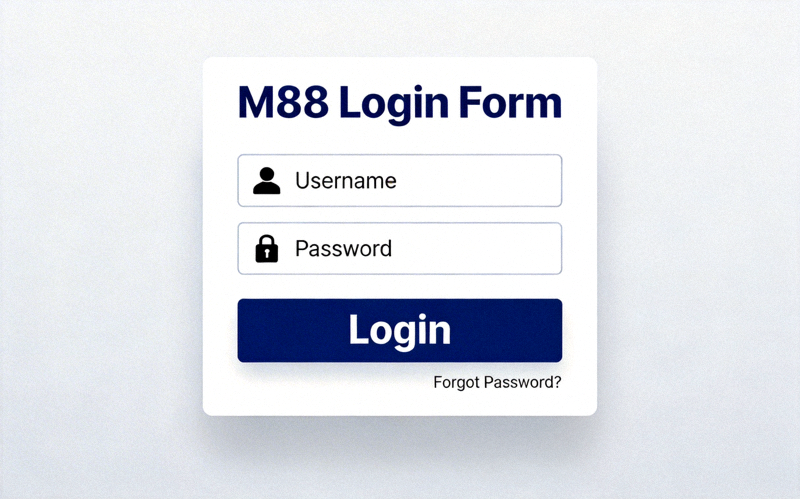 Contoh formulir login M88 dengan kolom untuk username dan password